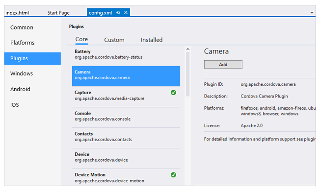 screenshot displaying native device capabilities