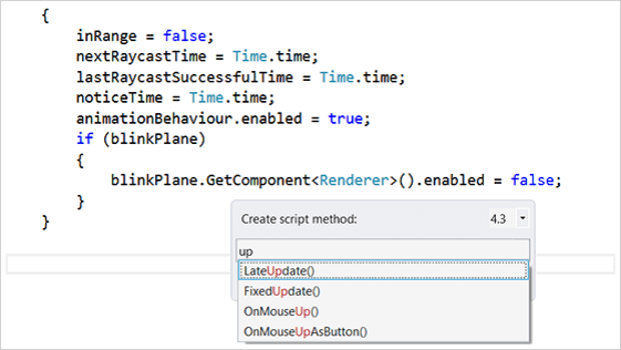 Screenshot of creating script method