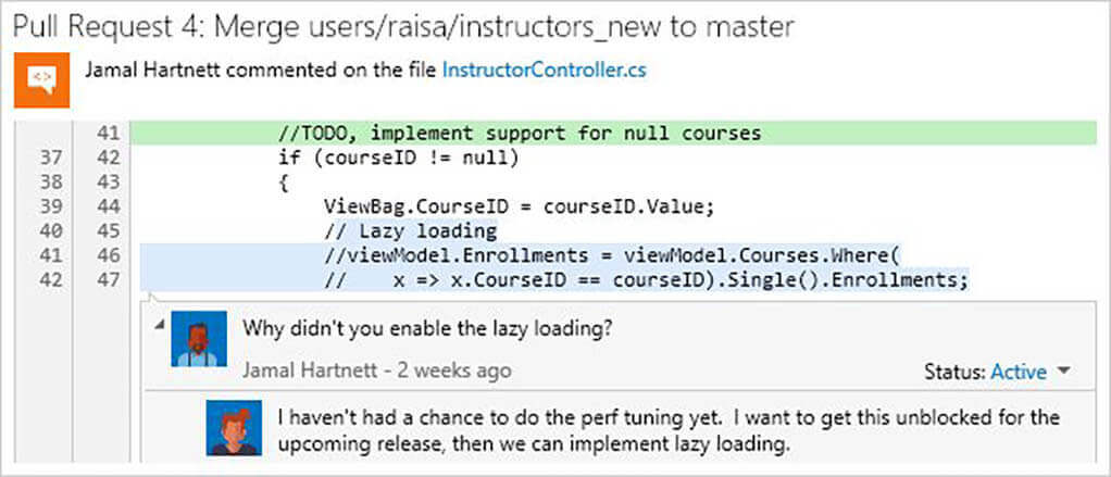 Screenshot of comments on a pull request