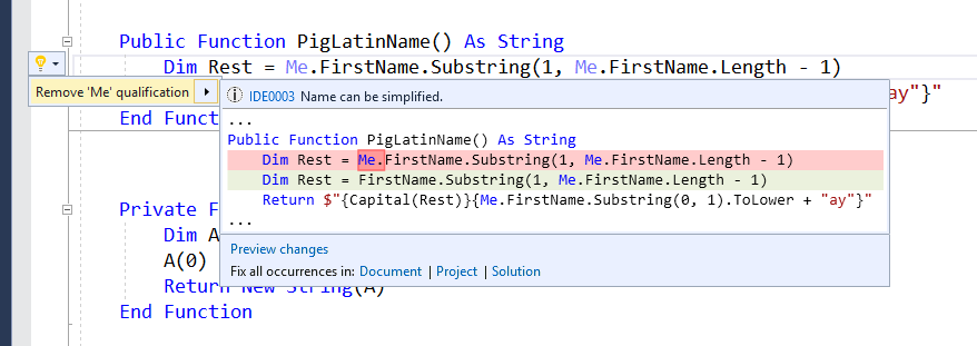 VB Code Analysis screenshot