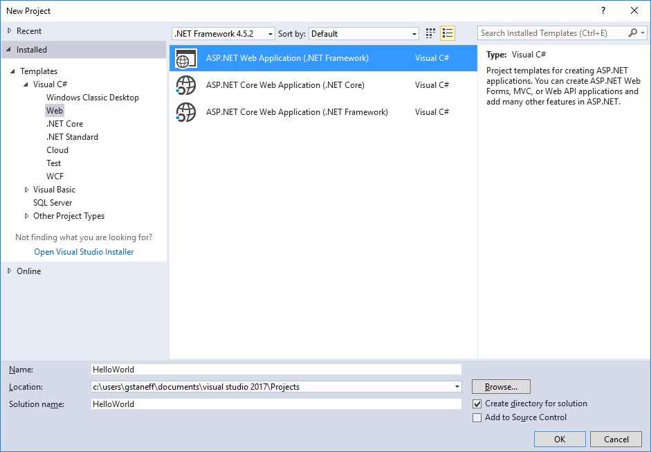 Create Web Application In Visual Studio 2019 / Create An Installer From