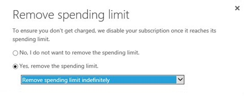 screenshot of remove spending limit screen