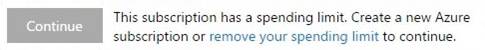 screenshot of Azure subscription spending limit