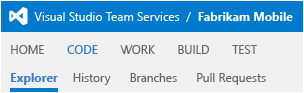 screenshot of VSTS Git tabs