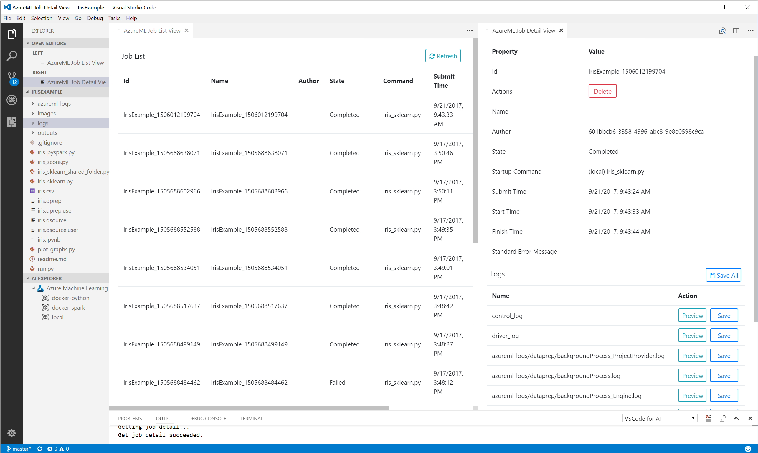 Screenshot of monitoring for performance