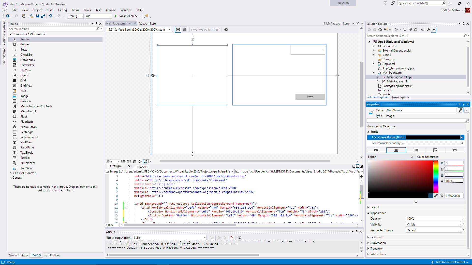 Microsoft Visual C++ ツールセットのスクリーンショット