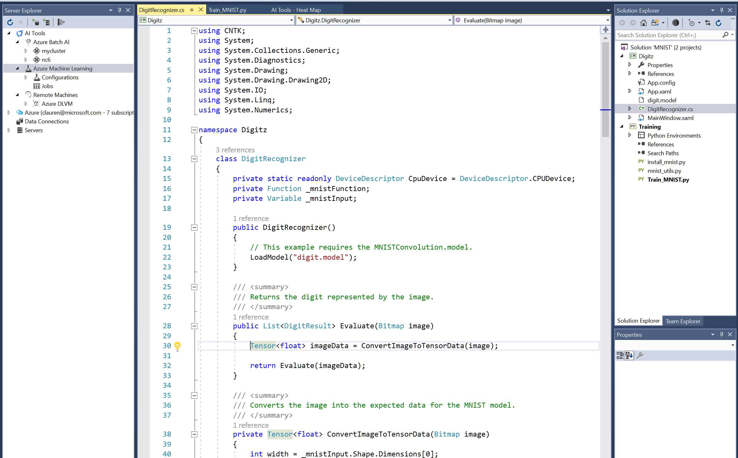 Screenshot of deep learning model