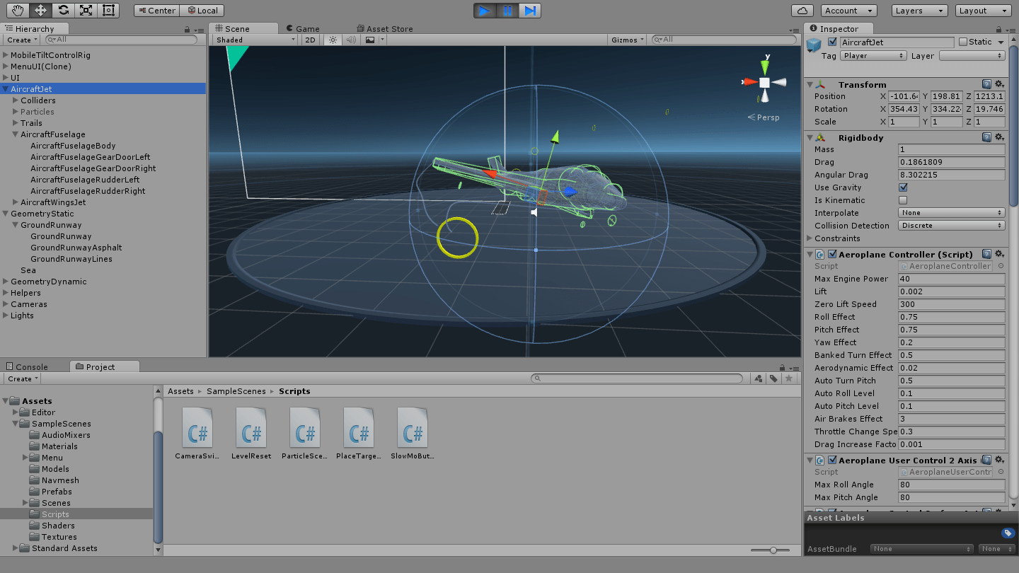 Unity 3D screeenshot of AircraftJet