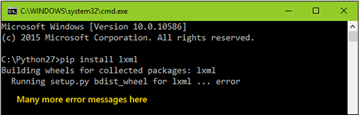screenshot of “unable to find vcvarsall.bat” error