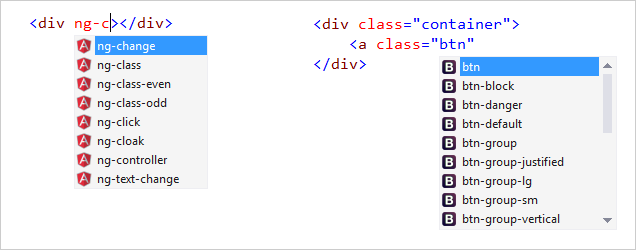 IntelliSense のスクリーンショット