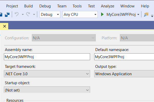 Screenshot of .NET Core 3 support