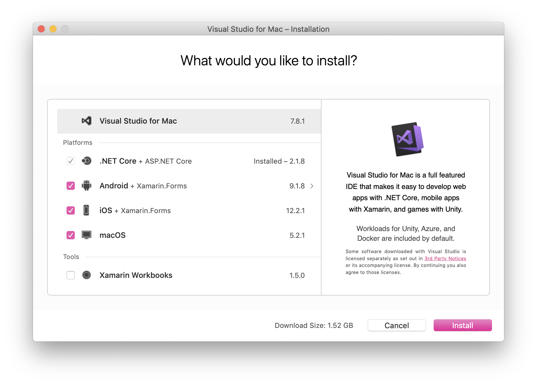 screenshot of Visual Studio for Mac