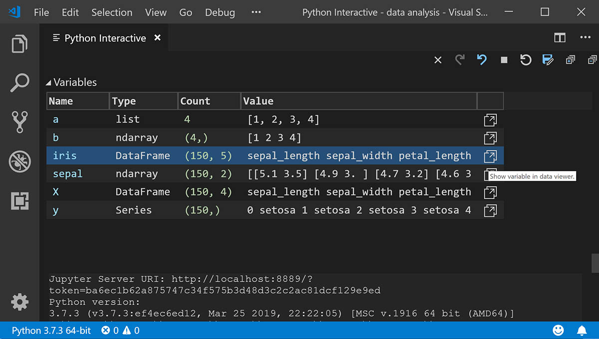 Microsoft における Python Visual Studio