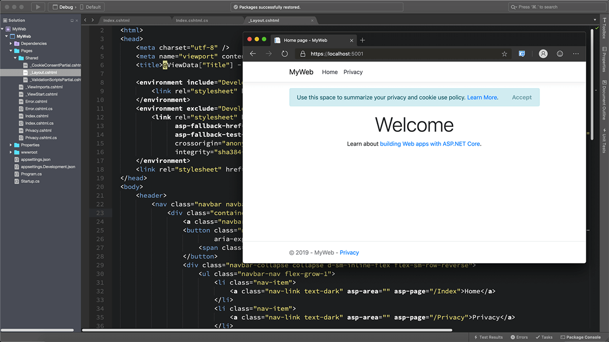 screenshot of ASP.NET Core