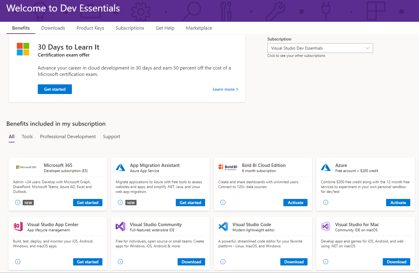 screenshot for welcome to Dev Essentials