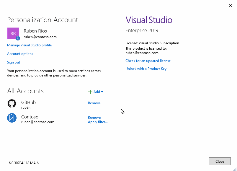 Visual Studio and GitHub