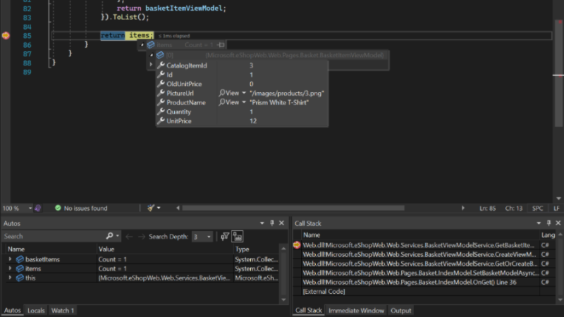 Visual Studio Diagnostic Tools and Debugger Profile